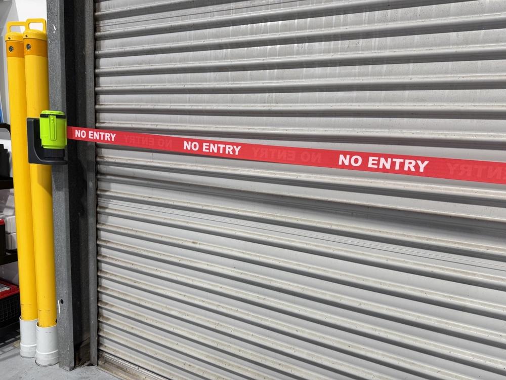 Pilot 5m Belt Barrier - Red with White text "NO ENTRY" - Customer Photo From Derrin Turley