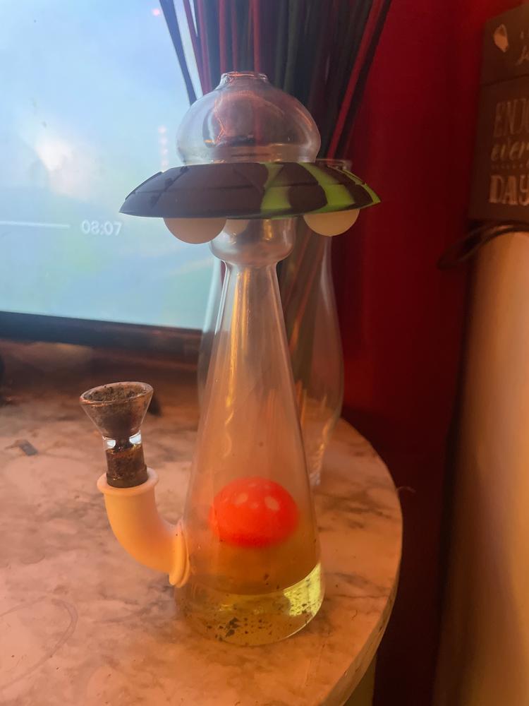 7'' UFO Silicone Hookah Bong Shisha Glow in dark Glass Smoking Water Pipe  Gift