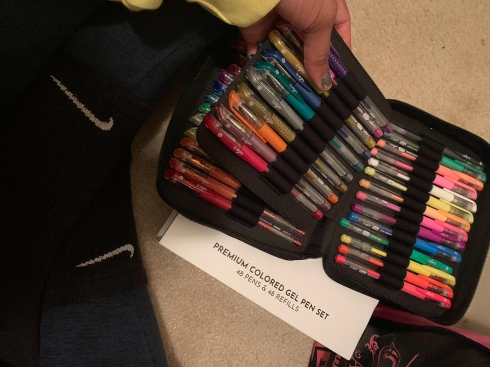 48 Colored Gel Pen Set, 48 Ink Refills, Travel Case & Gift Box – ColorIt