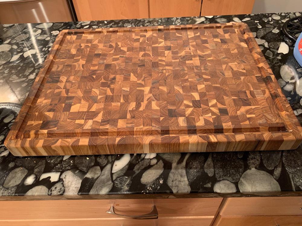 meistar Large End Grain Teak Wood Cutting Board for Kitchen