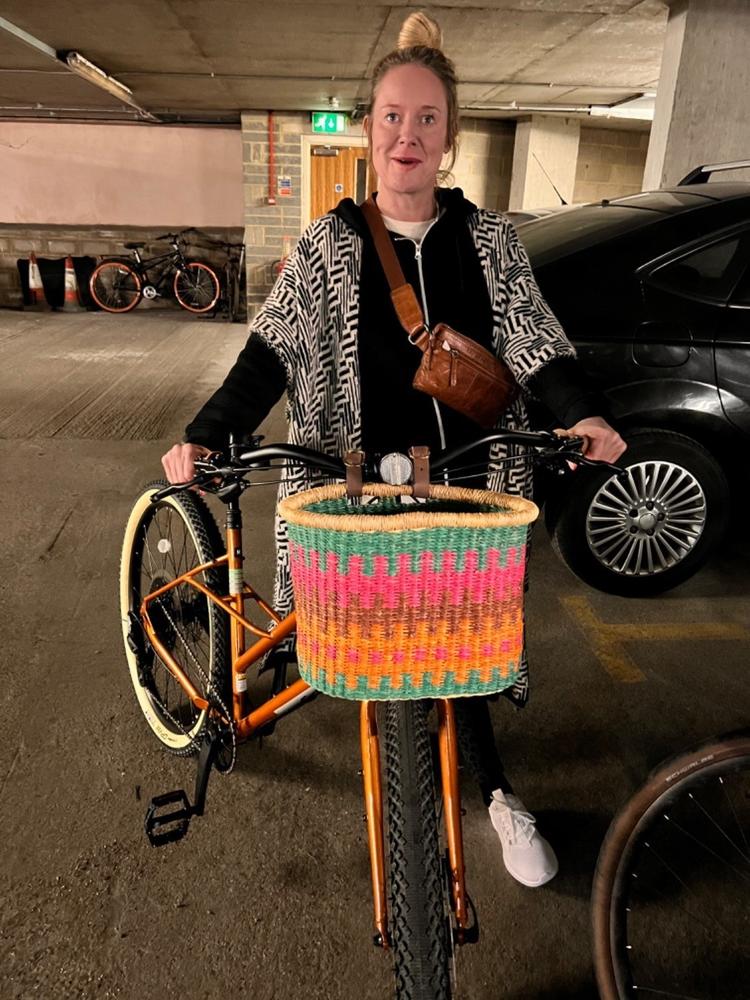 BOLGA: Handcrafted Oblong Pastel Bike Basket - Customer Photo From Anonymous