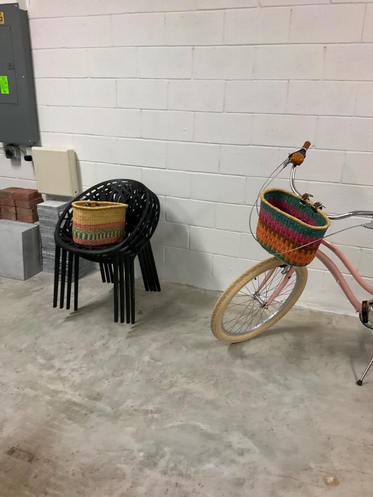 BOLGA: Handcrafted Oblong Multicoloured Bike Basket - Customer Photo From Anonymous