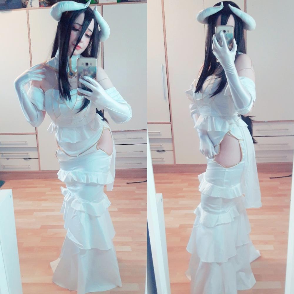 UWOWO Anime Overlord Albedo Cosplay Plus Size White Dress Costume - Customer Photo From Nichiru