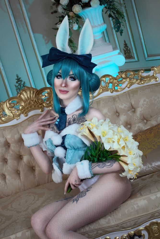 【In stock】Uwowo Cosplay Hatsune Miku Fanart. ver Cosplay Costume Cute Bunny Dress - Customer Photo From Lia