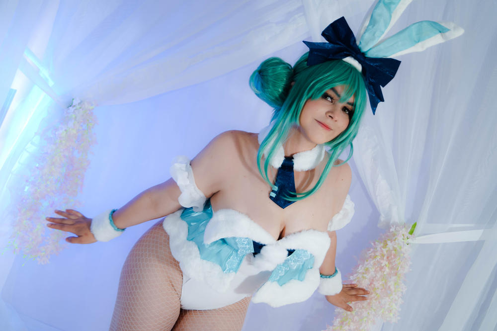 【In stock】Uwowo Cosplay Hatsune Miku Fanart. ver Cosplay Costume Cute Bunny Dress - Customer Photo From Rosa