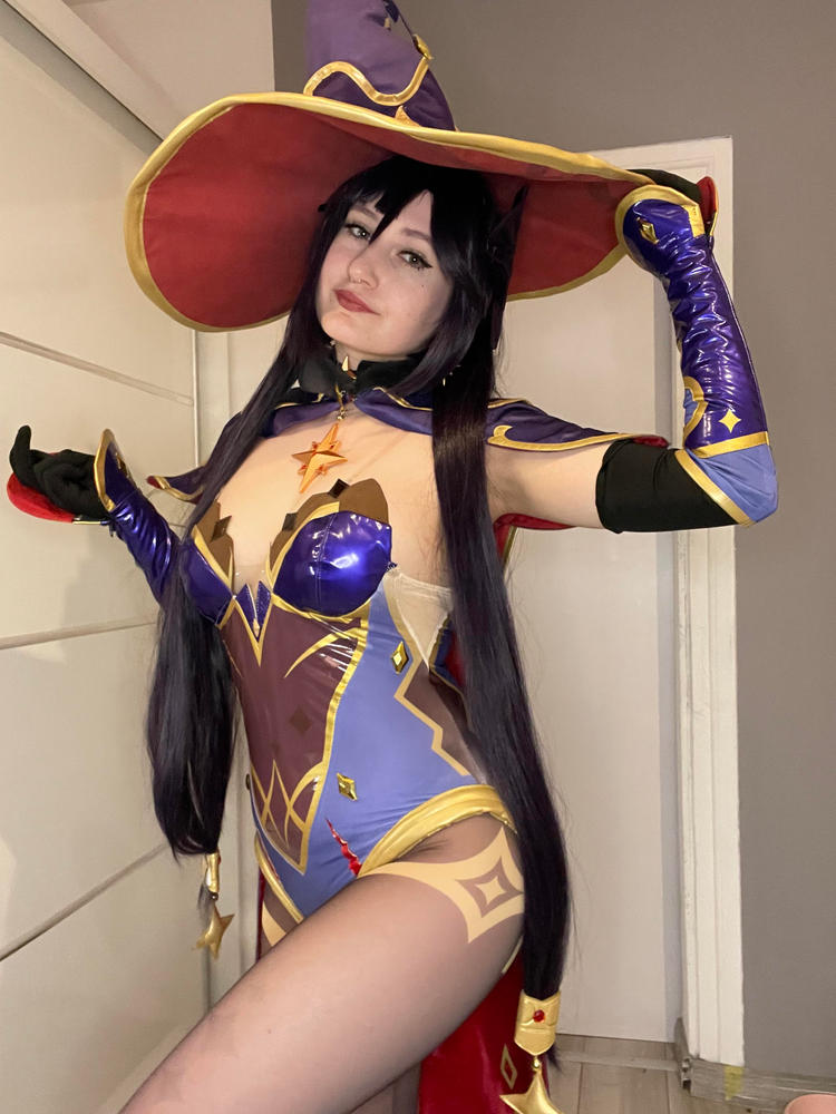 【In Stock】Uwowo Game Genshin Impact Plus Size Cosplay Mona Megistus Astral Reflection Costume Cute Enigmatic Astrologer Bodysuit - Customer Photo From LlVIA