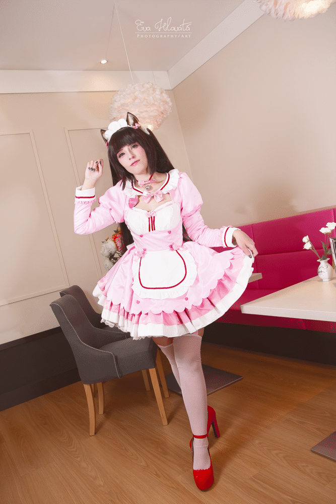 【Pre-sale】Uwowo Game Nekopara vol.4 Chocola Maid Dress Cosplay Costume Cute Pink Dress - Customer Photo From Anonymous