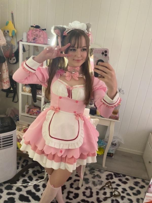 【Pre-sale】Uwowo Game Nekopara vol.4 Chocola Maid Dress Cosplay Costume Cute Pink Dress - Customer Photo From Mia A.