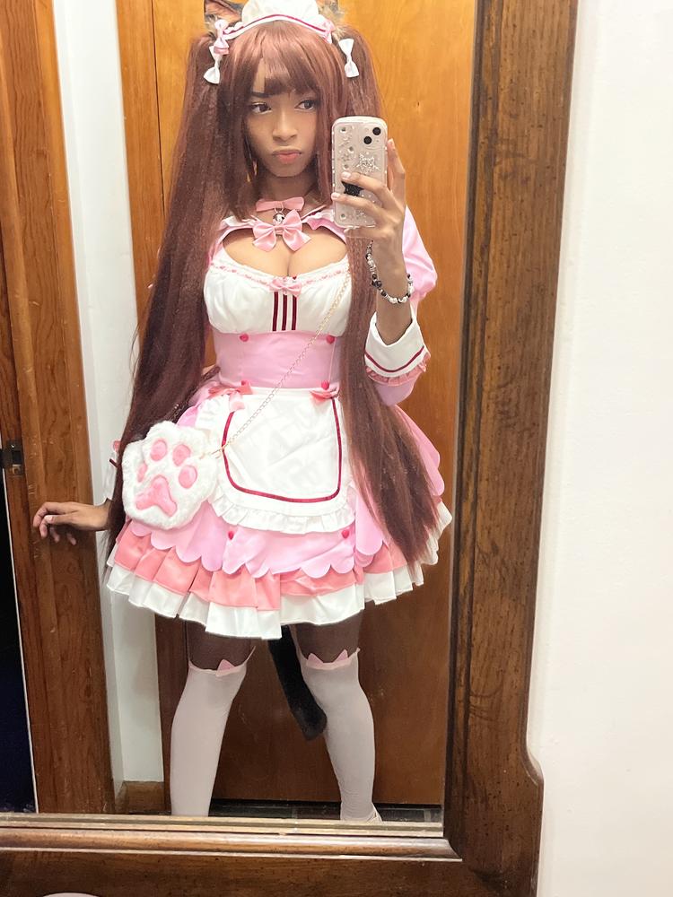 【In Stock】Uwowo Game Nekopara vol.4 Chocola Maid Dress Cosplay Costume Cute Pink Dress - Customer Photo From Rory
