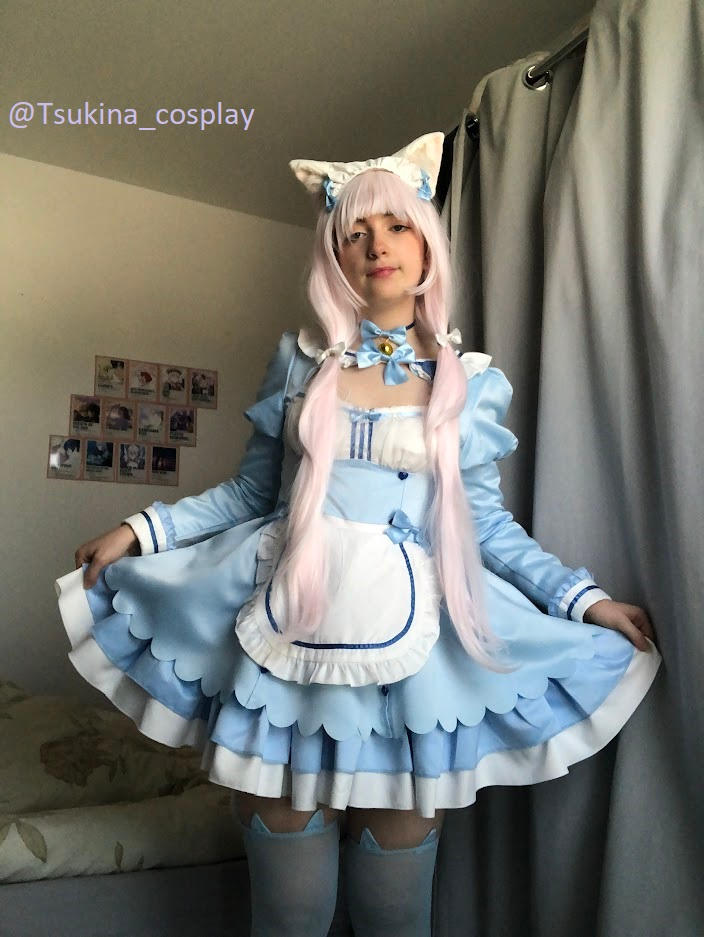 【Plus Size Available】Uwowo Game Nekopara vol.4 Vanilla Maid Dress Cosplay Costume Cute Blue Dress - Customer Photo From Dupont A.