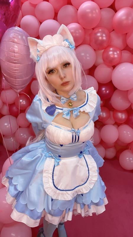 【Plus Size Available】Uwowo Game Nekopara vol.4 Vanilla Maid Dress Cosplay Costume Cute Blue Dress - Customer Photo From Anonymous