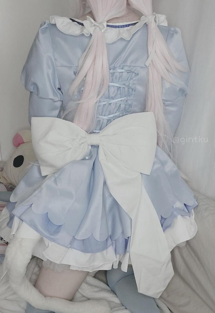 【Plus Size Available】Uwowo Game Nekopara vol.4 Vanilla Maid Dress Cosplay Costume Cute Blue Dress - Customer Photo From gintku