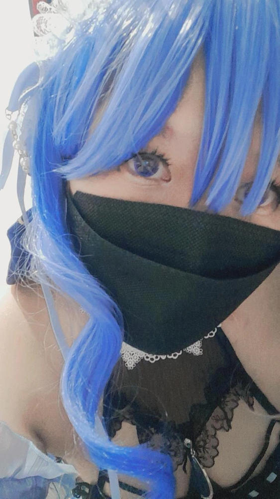 Uwowo Genshin Impact Cosplay Ganyu Plenilune Gaze Cosplay Wig 90cm Blue Wavy Hair - Customer Photo From Yami