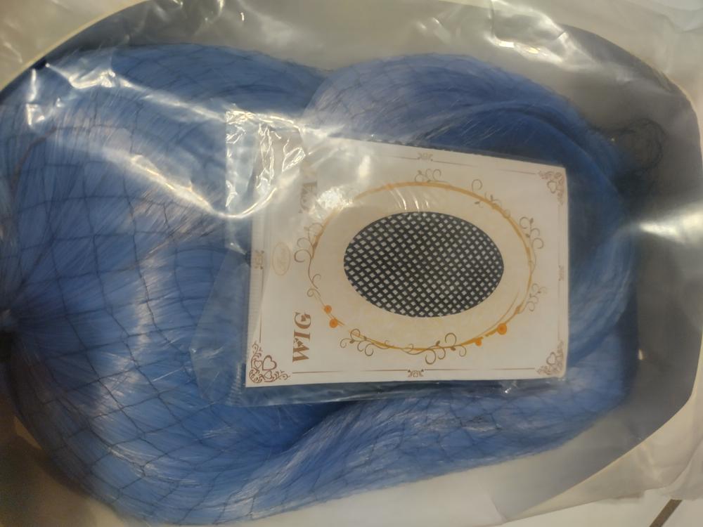 Uwowo Genshin Impact Cosplay Ganyu Plenilune Gaze Cosplay Wig 90cm Blue Wavy Hair - Customer Photo From Anonymous