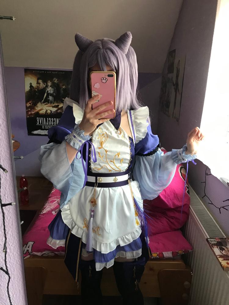 【In Stock】Exclusive Authorization Uwowo Game Genshin Impact Fanart Keqing Maid Ver Cosplay Costume - Customer Photo From Yuki F.