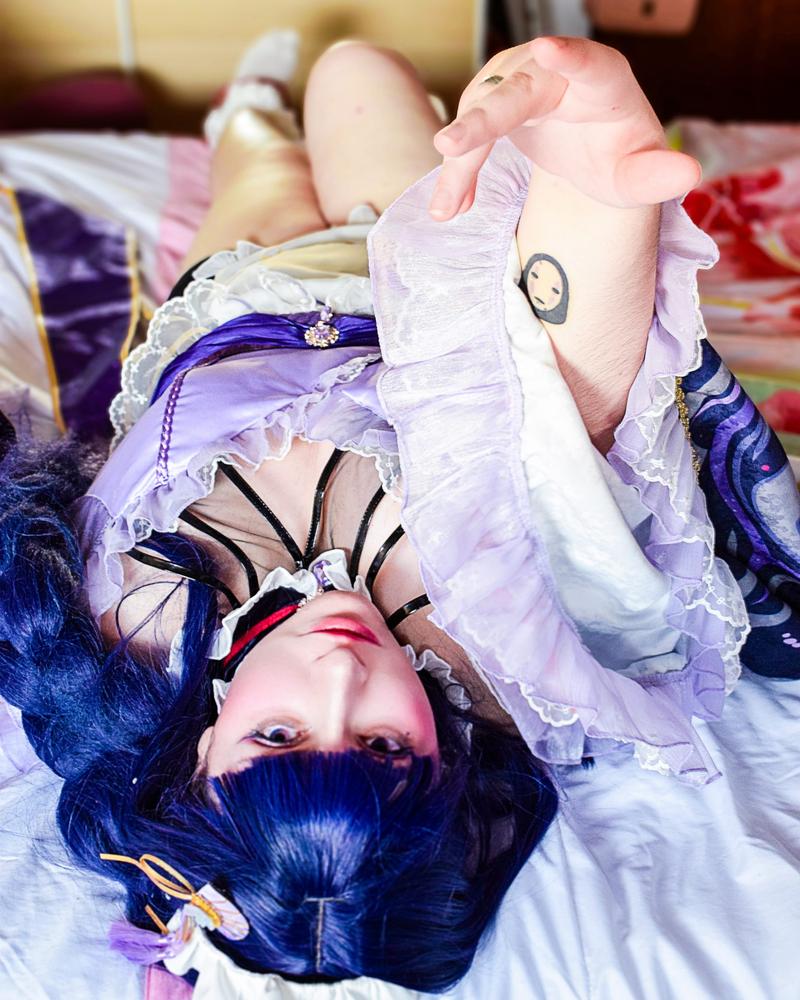 【In Stock】Exclusive Uwowo Genshin Impact Fanart Baal Raiden Shogun Maid Dress Cosplay Costume - Customer Photo From Íris M.
