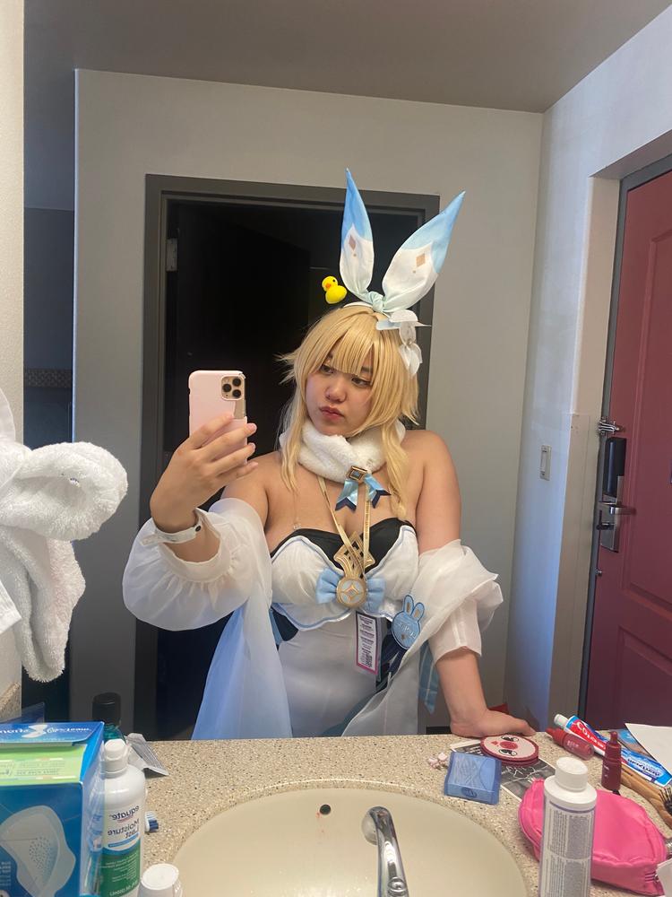 【In Stock】Exclusive Uwowo Genshin Impact Fanart: Lumine Bunny Suit Canon Outfit Cosplay Traveler Costume - Customer Photo From Brooke