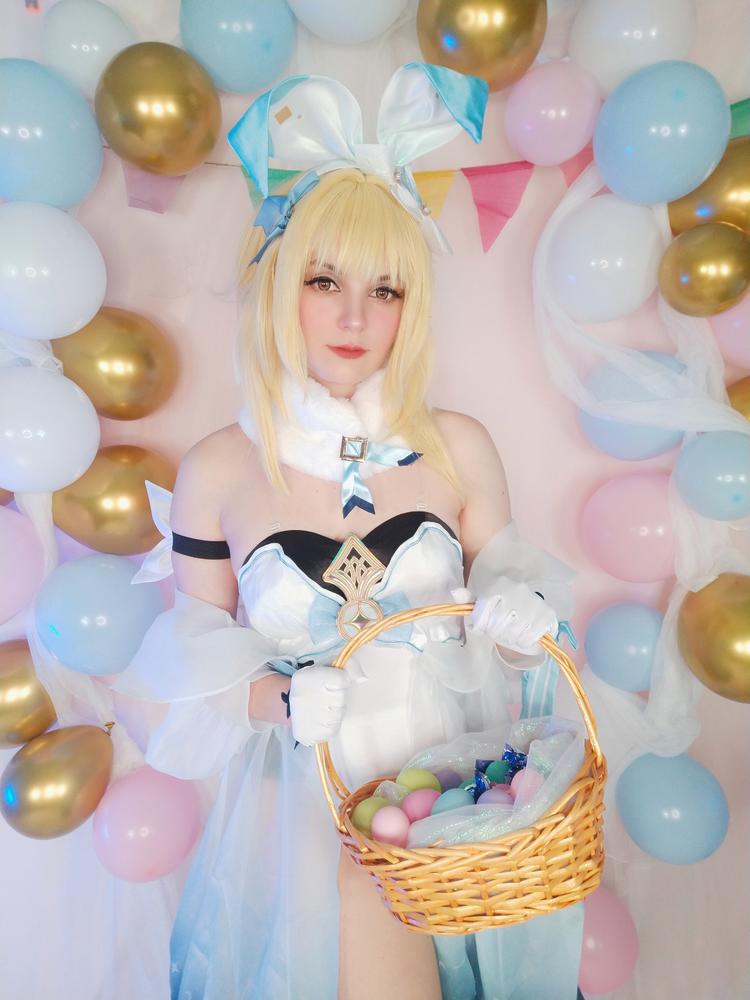 Exclusive Uwowo Genshin Impact Fanart: Lumine Bunny Suit Canon Outfit Cosplay Traveler Costume - Customer Photo From Shiroychigo 