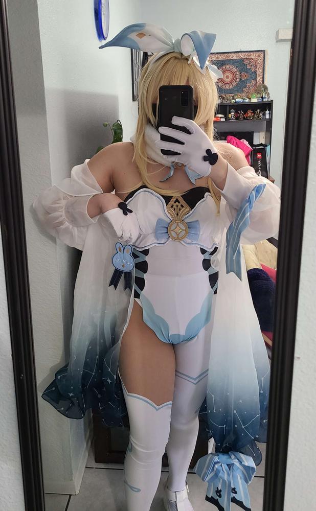 Exclusive Uwowo Genshin Impact Fanart: Lumine Bunny Suit Canon Outfit Cosplay Traveler Costume - Customer Photo From Astarie