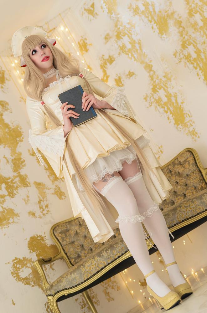 【In Stock】Uwowo Anime/Manga Chobits Chii White Angel Gothic Lolita Leather Dress Halloween Cosplay Costumes - Customer Photo From F.Brigitta