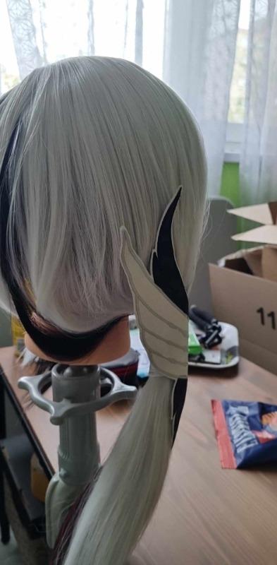 【Pre-sale】Uwowo Game Genshin Impact Fatui Harbinger The Knave Arlecchino Cosplay Wig Long Silver Hair - Customer Photo From Fanni N.