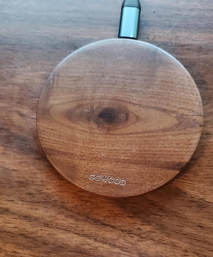 15W Fast Charge Walnut Wood Wireless Charger - Customer Photo From Mike Warren
