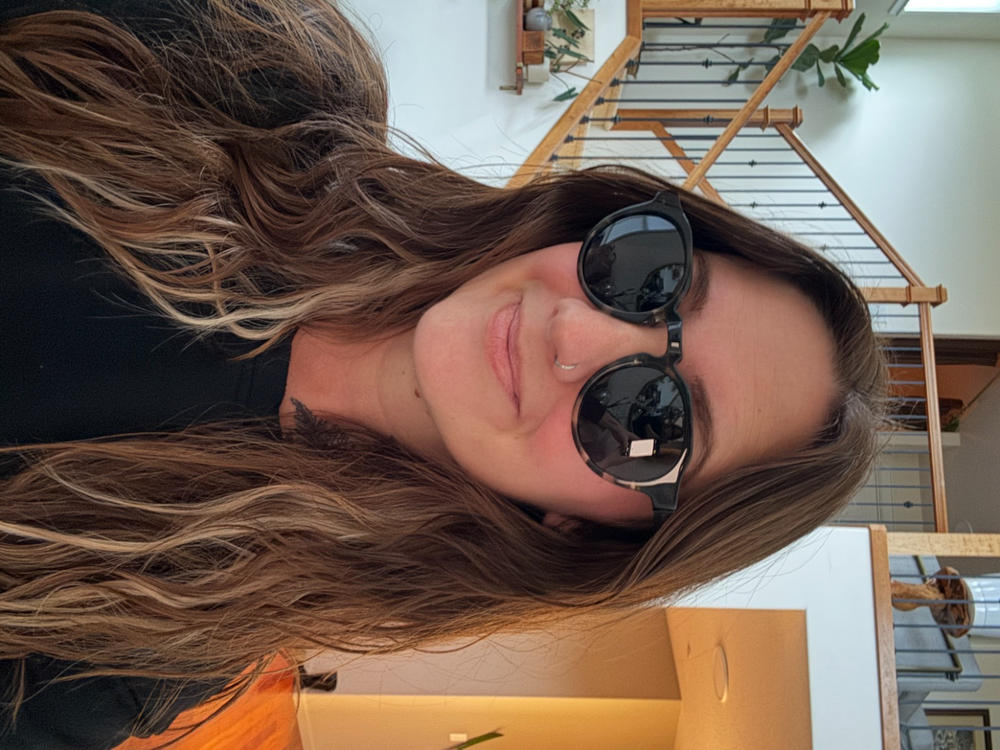 Ebony wood panto sunglasses with smog frame and black polarized lenses - bamboo box - Customer Photo From Chelsea Trosper