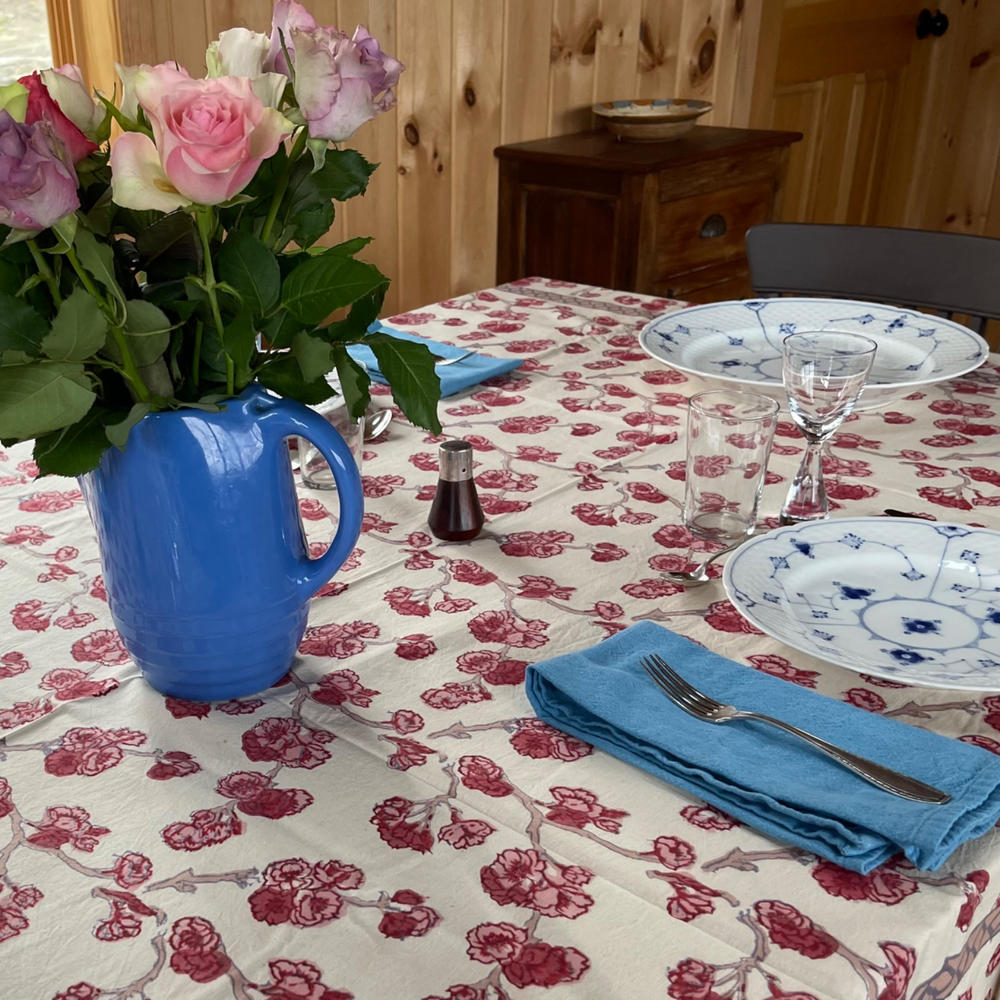 French Tablecloth La Mer Blue & Yellow - Customer Photo From Jenny G.