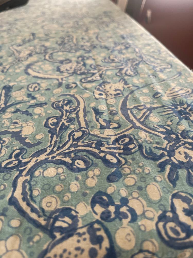 French Tablecloth La Mer Aqua - Customer Photo From Carrie