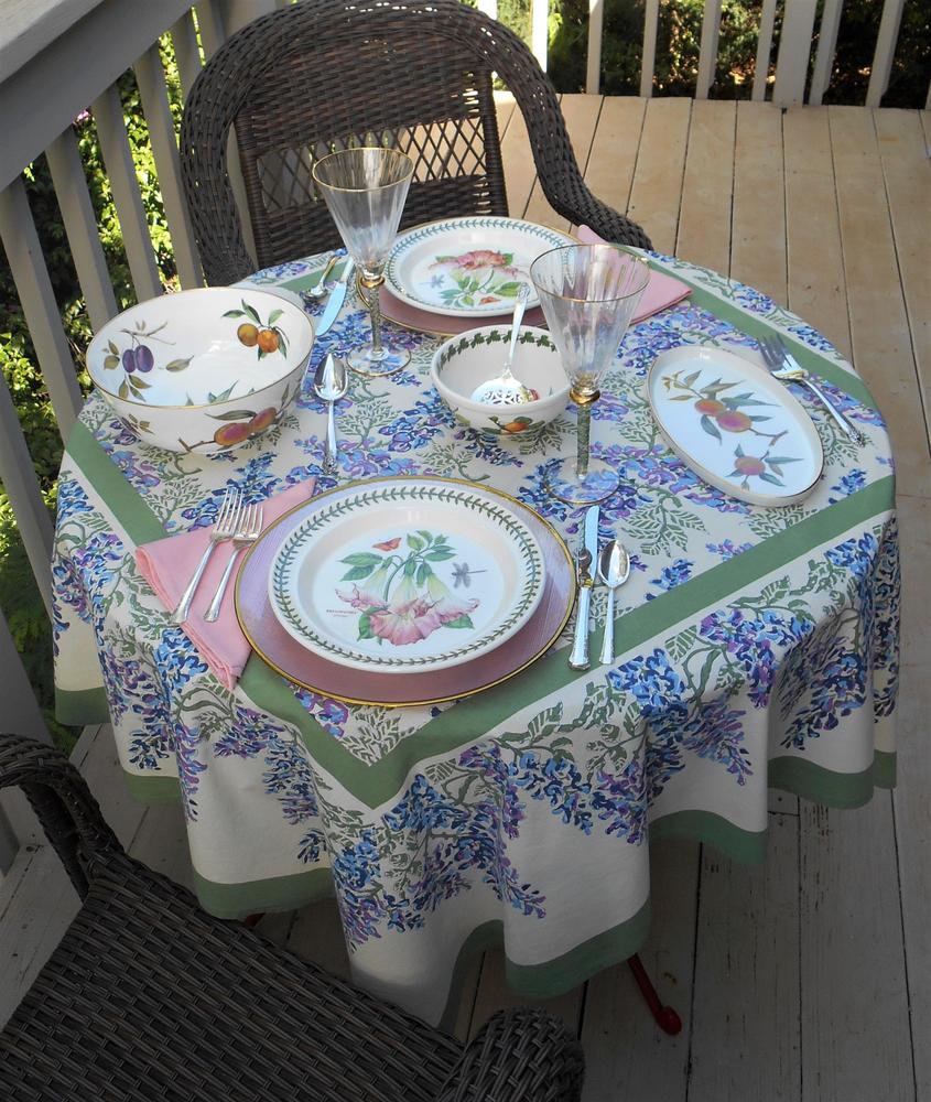 French Tablecloth Wisteria Green & Blue - Customer Photo From Jane