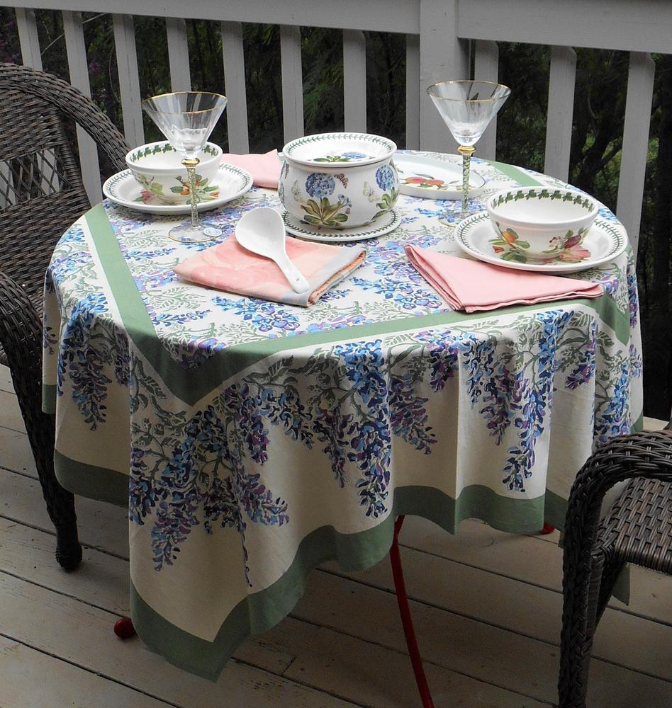 French Tablecloth Wisteria Green & Blue - Customer Photo From Jane