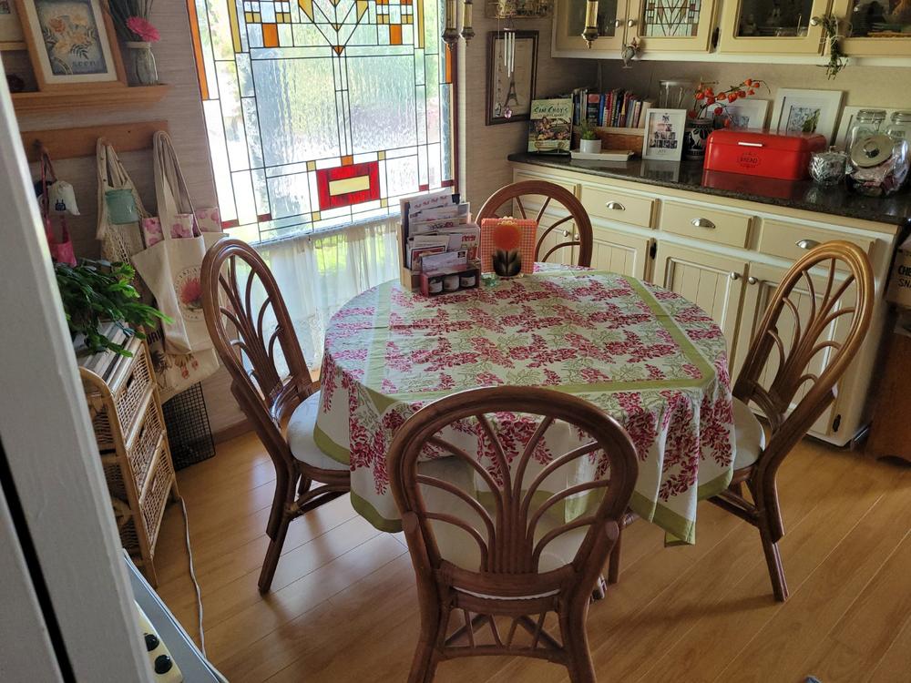 French Tablecloth Wisteria Green & Pink - Customer Photo From Lorraine R.