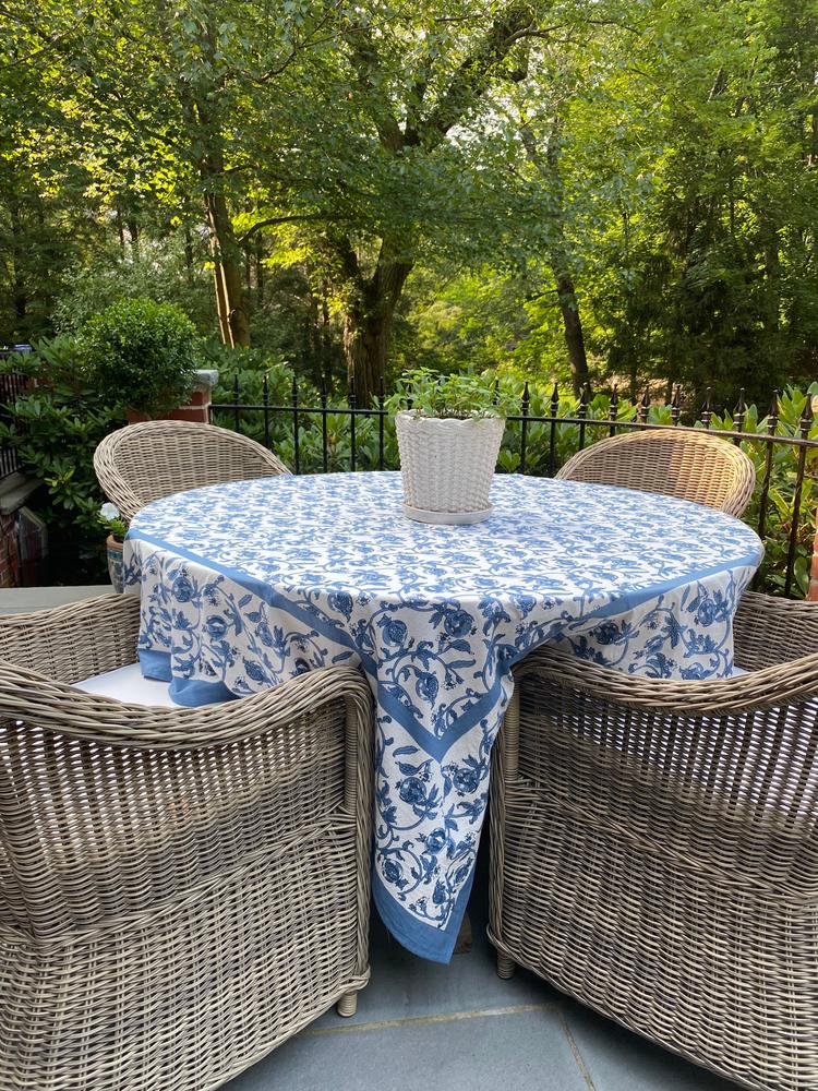 French Tablecloth Granada Cornflower Blue - Customer Photo From K.W