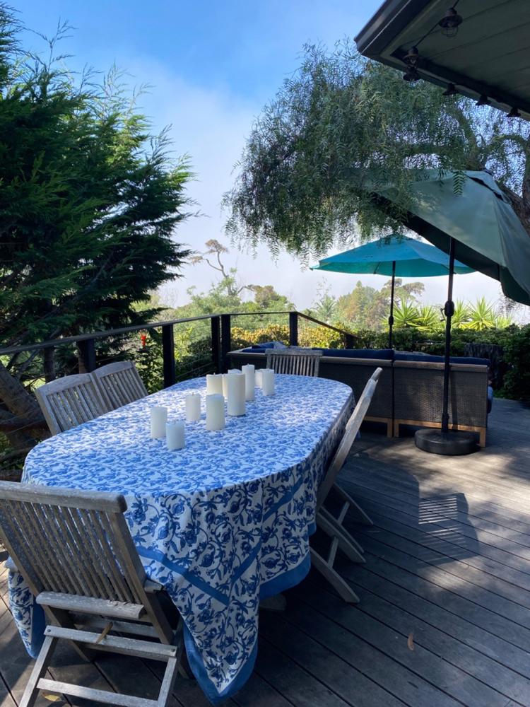 French Tablecloth Granada Cornflower Blue - Customer Photo From Donna Coiro