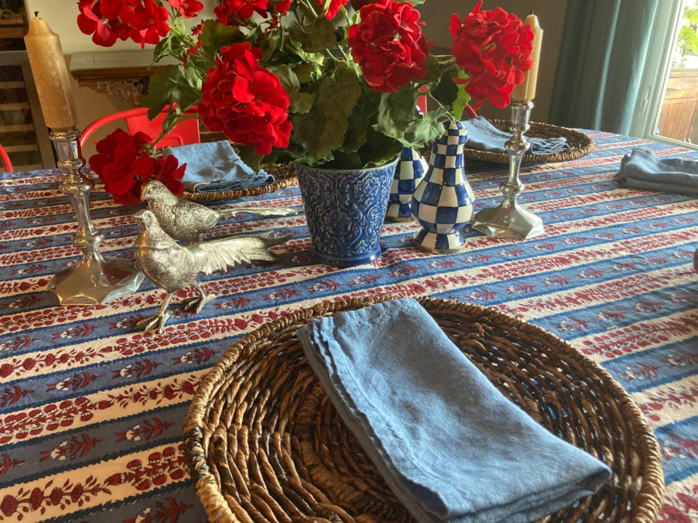 Palma Handwoven Linen Cornflower Blue Napkins 20x20 - Set of 4 - Customer Photo From Catherine Meyerhoeffer