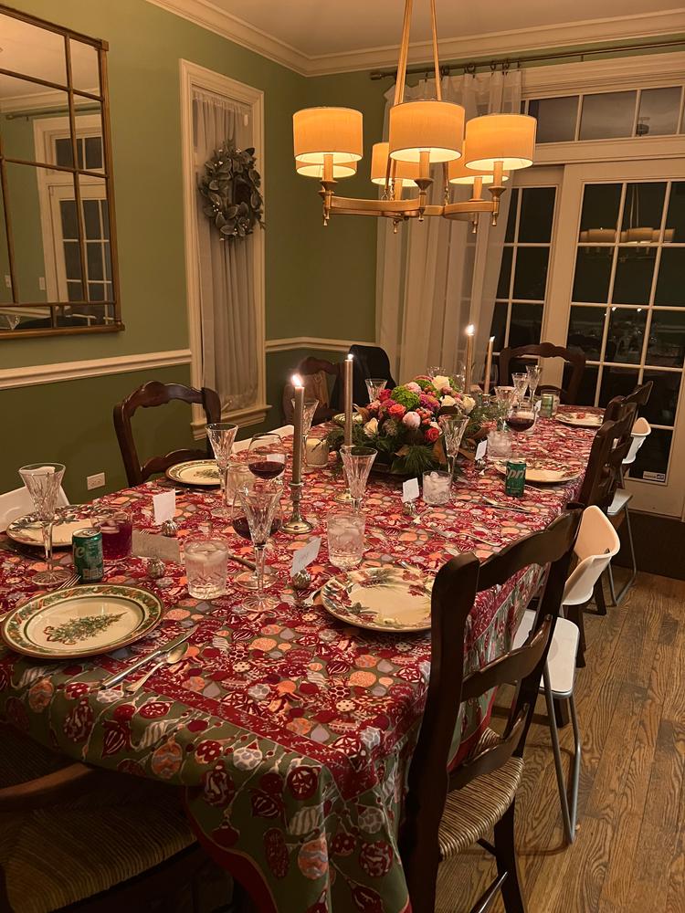 French Tablecloth Ornaments Red & Green - Customer Photo From Catherine 