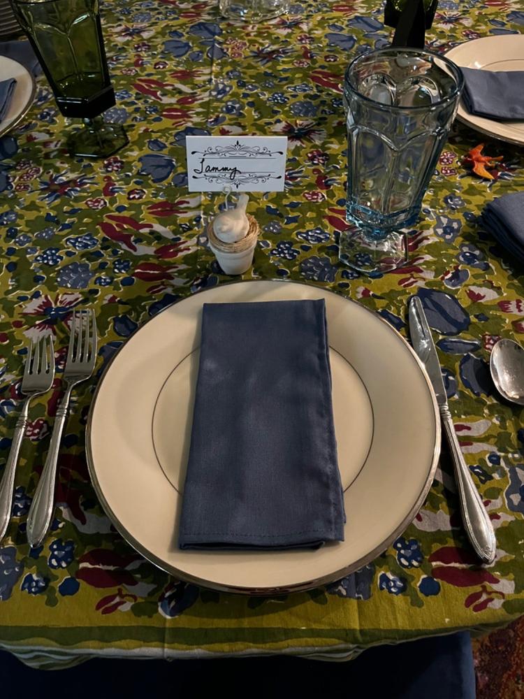French Tablecloth Jardin Blue & Vert - Customer Photo From Tammy Rice