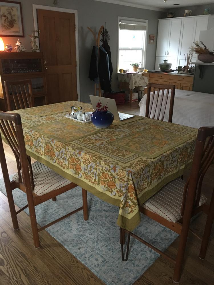 French Tablecloth Jardin Mustard & Grey - Customer Photo From Judie
