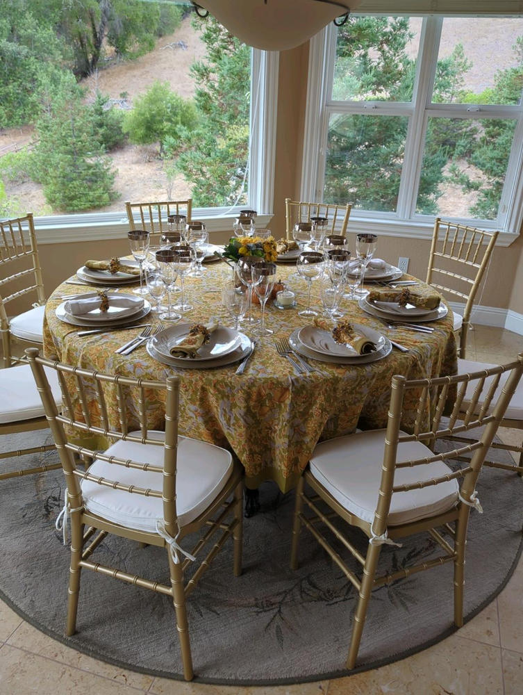 French Tablecloth Jardin Mustard & Grey - Customer Photo From Alana Johnk