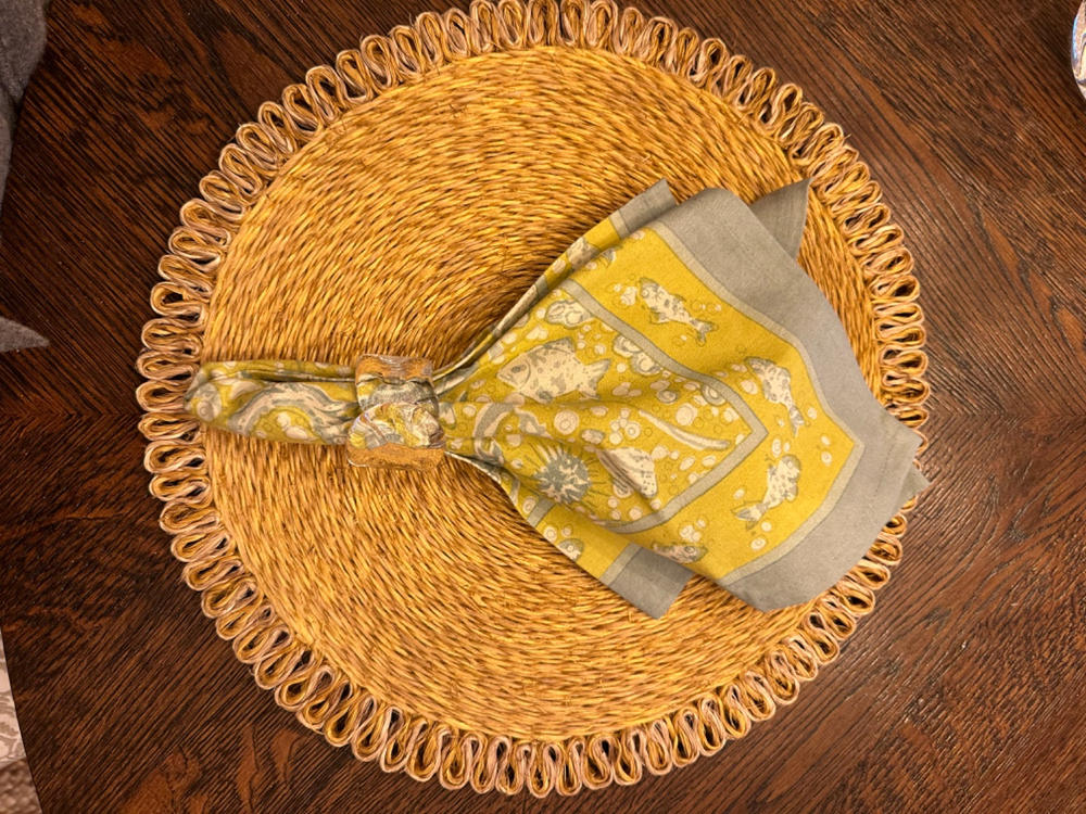 Loopy Abaca Mustard & Natural 15" Round - Set of 4 - Customer Photo From Katherine Brown