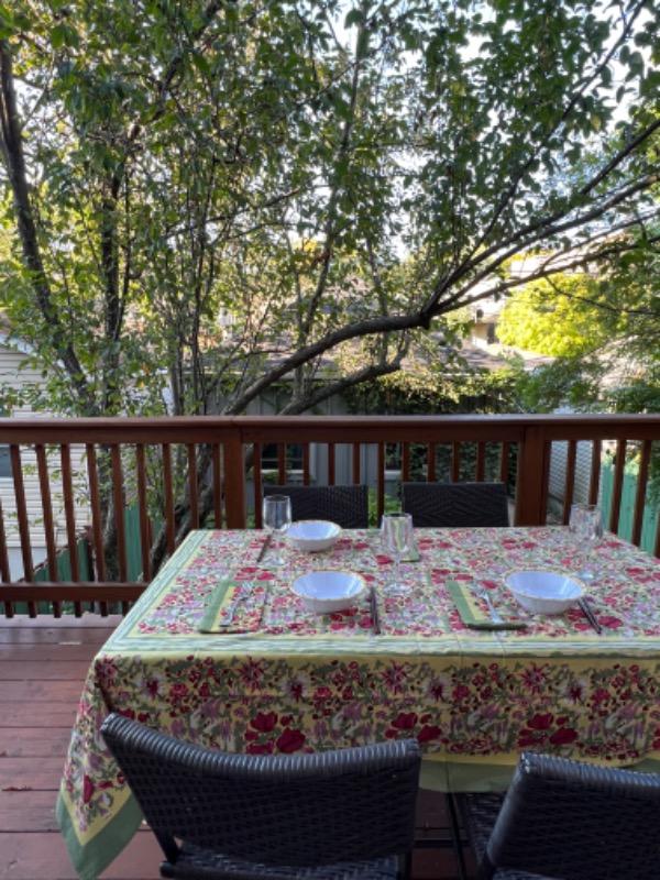 French Tablecloth Jardin Red & Green - Customer Photo From Donna Moses