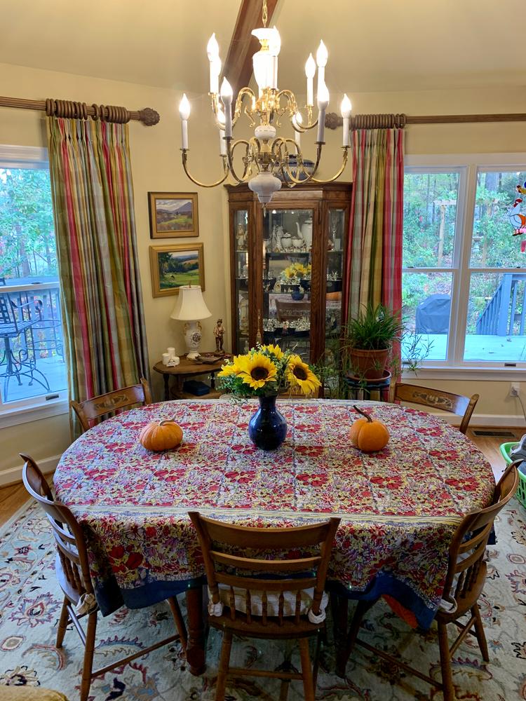 French Tablecloth Jardin Red & Grey - Customer Photo From Martha Herron