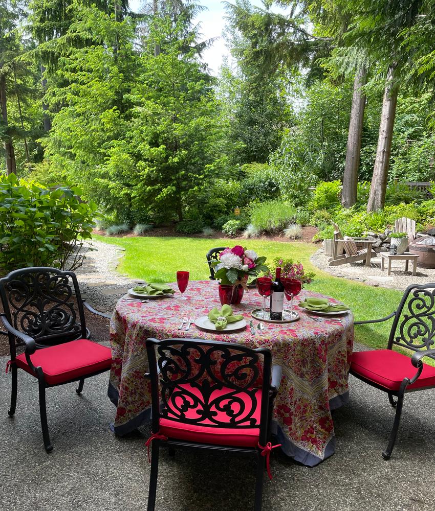 French Tablecloth Jardin Red & Grey - Customer Photo From Island Foodie