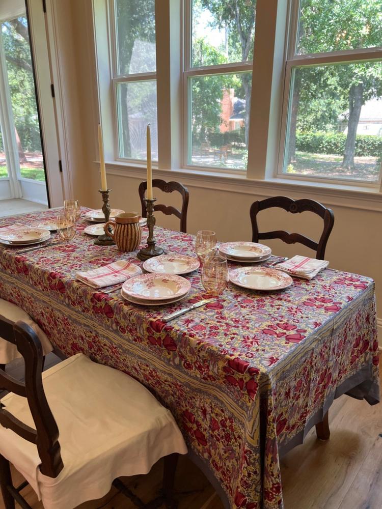 French Tablecloth Jardin Red & Grey - Customer Photo From mary h.