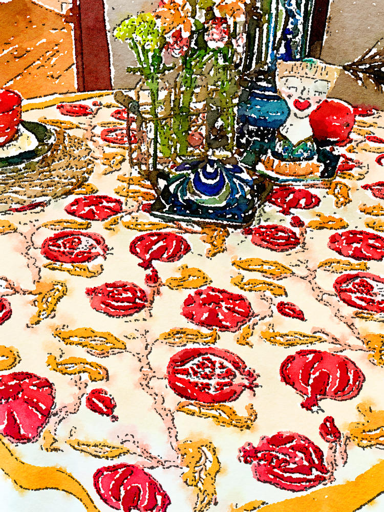 French Tablecloth Pomegranate - Customer Photo From Patty