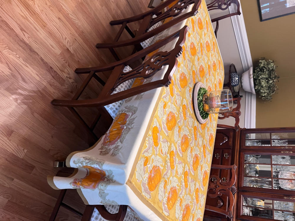 French Tablecloth Pumpkin Orange & Mustard - Customer Photo From Paula Parsons