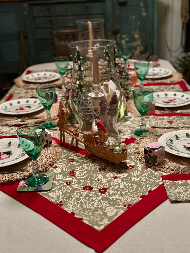 French Tablecloth Baies de Houx Red & Green - Customer Photo From Penelope