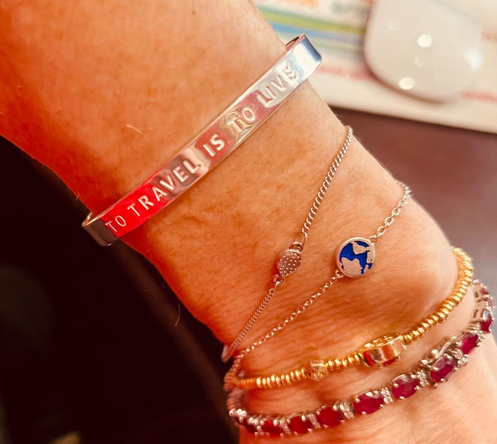 To Travel Is to Live Cuff, Silver - Customer Photo From Maria Hawkins
