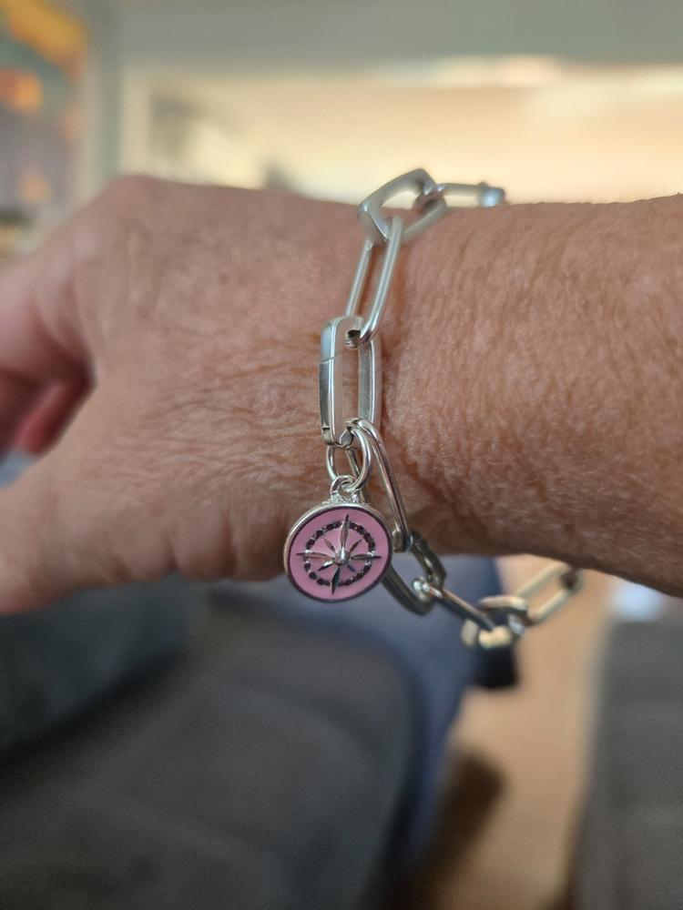 Compass Charm Pink Enamel, Silver Mini - Customer Photo From Allyson Edson