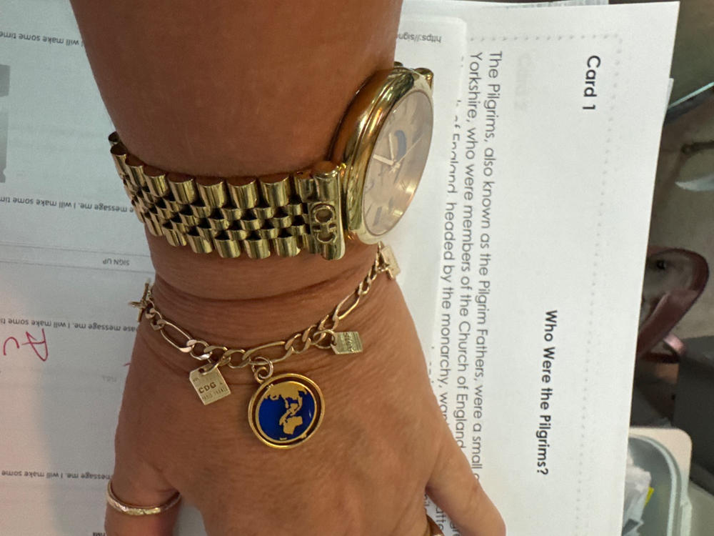 Argentina Passport Stamp Charm Mini Solid Gold - Customer Photo From Beth Wells